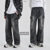 APO Men's Wear: New washed workwear jeans for autumn and winter, men's high-end high street fashion loose straight-leg pants details Picture